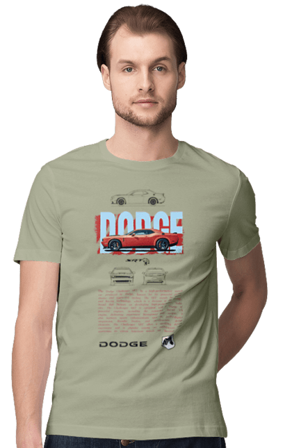 Футболка мужская с принтом Dodge. Challenger, chrysler, dodge, автомобиль, гонка, додж, машина. 2070702