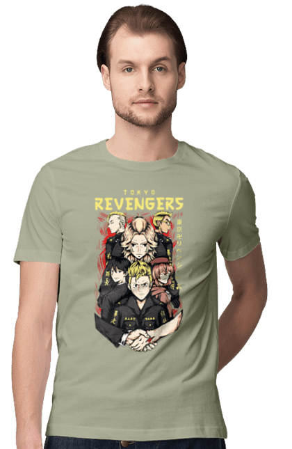 Men's t-shirt with prints Tokyo Avengers. Action movie, anime, fantasy, game, manga, takemichi, thriller, tokyo avengers, tokyo revengers, tv series. 2070702