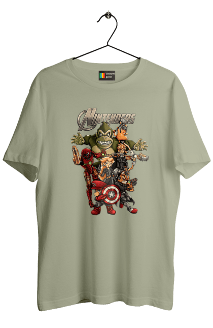 Men`s t-shirt with prints Nintendo heroes. Animal crossing, donkey kong, game characters, kirby, legend of zelda, luigi, mario, nintendo, pokemon, princess stove. 2070702