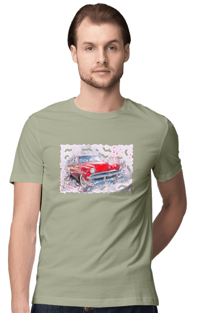 Men`s t-shirt with prints Car gas. Car, car gas, gas, road, victory, wheel. 2070702
