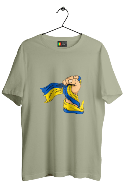 Футболка чоловіча з принтом "Сильна Україна". Воля, кулак, прапор україни, україна, українська символіка. 2070702