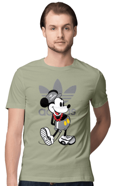 Футболка мужская с принтом Adidas Микки Маус. Adidas, mickey mouse, адидас, дисней, микки, микки маус, мультфильм. 2070702