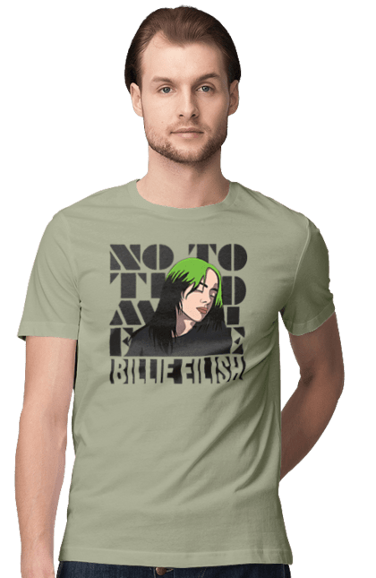 Футболка чоловіча з принтом "Біллі Айліш". Біллі айліш, логотип біллі айліш, принт біллі айліш, співачка біллі айліш. 2070702