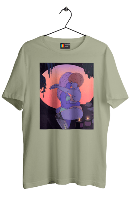 Футболка чоловіча з принтом "Фіолетові Дівчата Обіймаються". Захід, обійми. 2070702