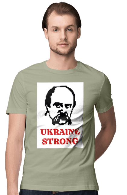 Футболка чоловіча з принтом "Тарас Шевченко". Бавовна, бавовнятко, війна, герб, доброго вечора, зсу, прапор україни, русский военный корабль, тарас шевченко, україна. 2070702