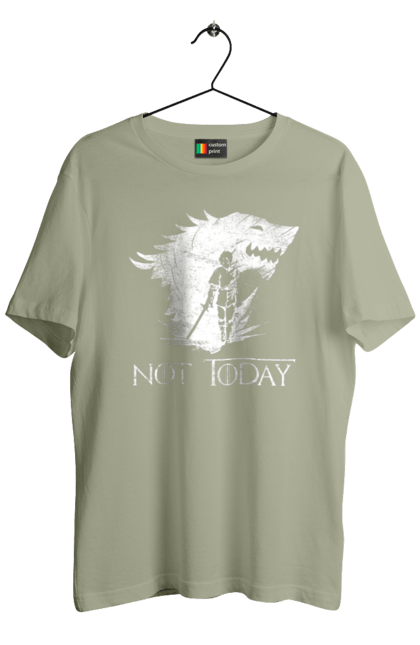 Men's t-shirt with prints Game of Thrones Arya. Arya, game, got, not today, stark, starks, thrones, tv show, wolf, wolves. 2070702