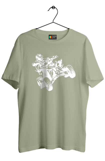 Men`s t-shirt with prints Man On Atv White. Atv, extreme, race. 2070702