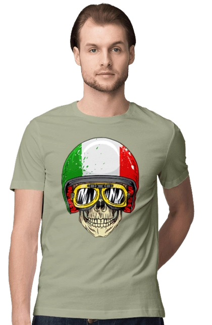 Skull in a motorcycle helmet