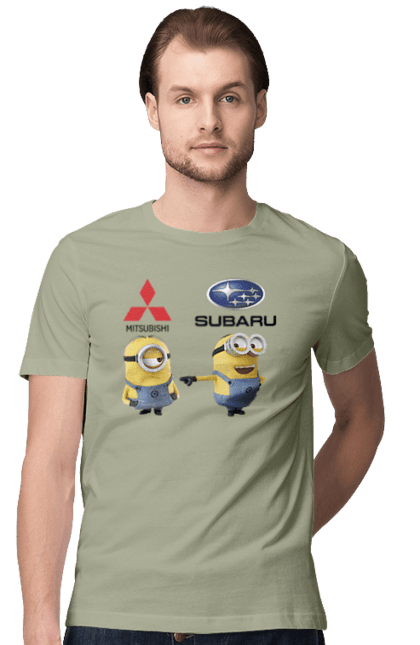 Men`s t-shirt with prints Minion. Auto, cars, minions, mitsubishi, subaru. 2070702