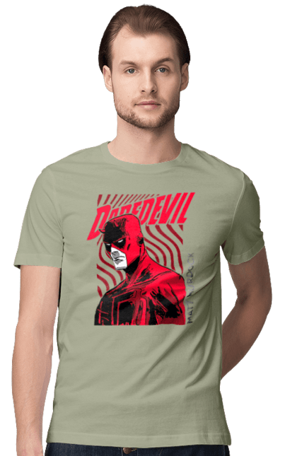 Футболка мужская с принтом Сорвиголова. Daredevil, marvel, matt murdock, марвел, мэтт мёрдок, сериал, сорвиголова, супергерой, телесериал, юрист. 2070702