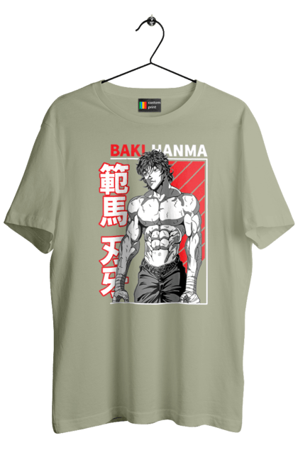 Men's t-shirt with prints Hanma Baki. Anime, baki fighter, hanma baki, manga, martial arts, tv series. 2070702