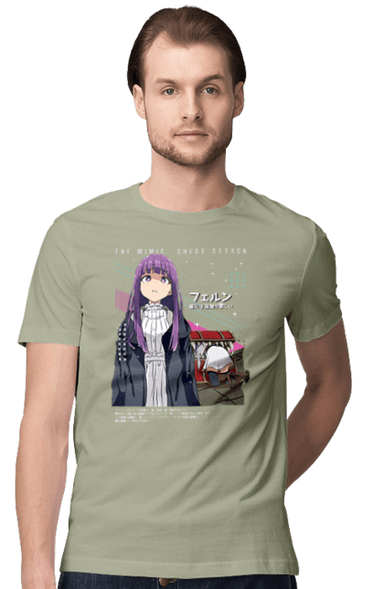 Men's t-shirt with prints Frieren: Beyond Journey's End. Anime, elf, fern, frieren, heroine, magician, manga. 2070702