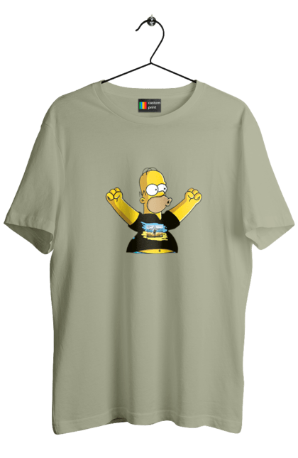 Футболка чоловіча з принтом "Сімпсон та російський корабель". Війна, гомер, гомер сімпсон, марка корабель, патріот, перемога, російський корабель, сімпсон, україна. 2070702