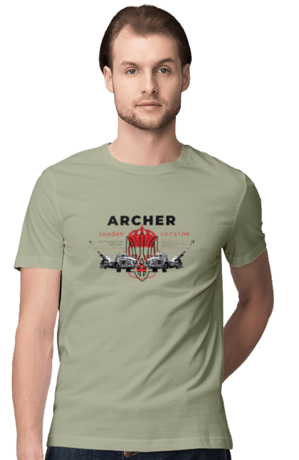 Футболка чоловіча з принтом "Archer". Archer, bayraktar, caesar, himars, javelin, nlaw, patriot, weapon, zaluzhny. 2070702