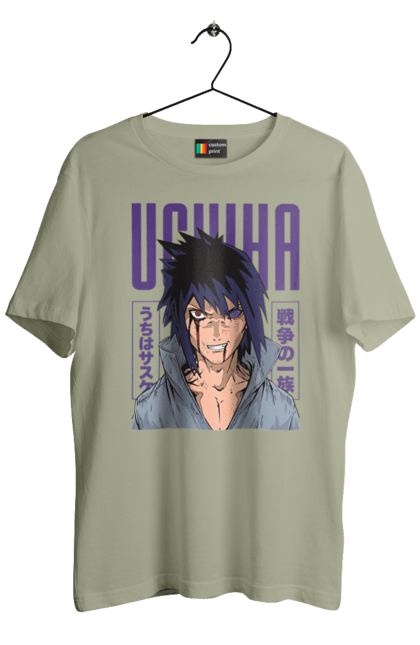 Men's t-shirt with prints Naruto Sasuke Uchiha. Anime, manga, naruto, sasuke, sasuke uchiha, team 7, team number 7, uchiha. 2070702