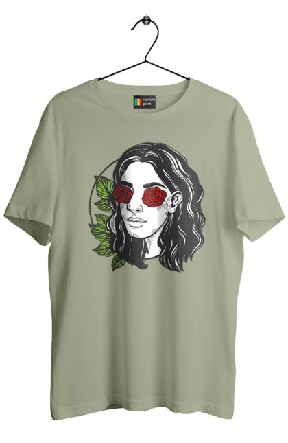 Футболка чоловіча з принтом "Дівчина З Трояндами На Очах". Дівчина, троянда. 2070702