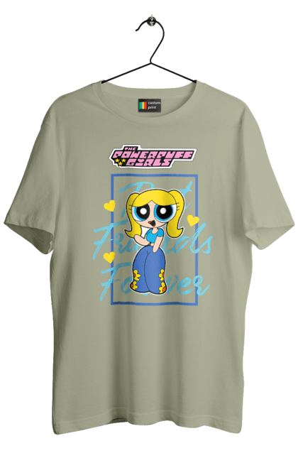 Men's t-shirt with prints Powerpuff Girls Bubbles. Animated series, bubbles, cartoon network, cool girls, powerpuff girls. 2070702