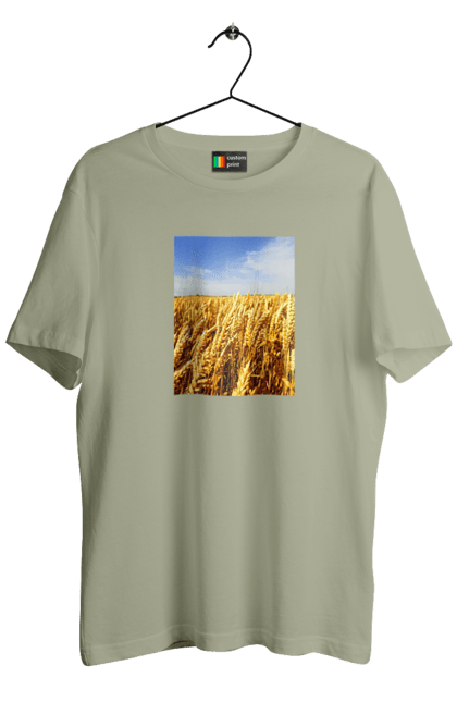 Футболка чоловіча з принтом "Україна". Голубизна, красота, небо, поле, природа, пшеница. 2070702