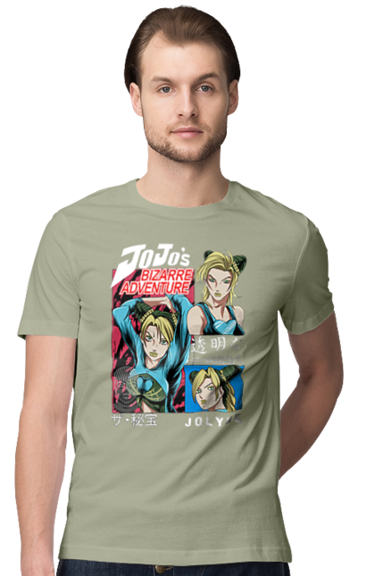 Men's t-shirt with prints JOJO Jolyne Cujoh. Anime, jojo, jojo`s bizarre adventure, jojo’s bizarre adventure, jolyne cujoh, manga. 2070702