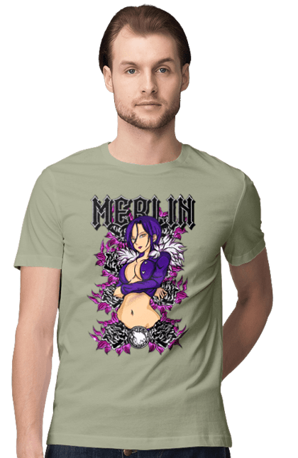 Men's t-shirt with prints Seven Deadly Sins Merlin. Adventures, anime, comedy, fantasy, manga, merlin, seven deadly sins. 2070702