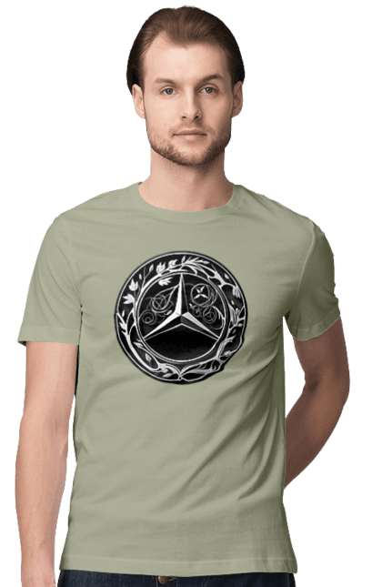 Футболка чоловіча з принтом "Mercedes Benz Лого Арт". Авто, автомобіль, логотип мерседес, машини, мерс, мерседес. 2070702