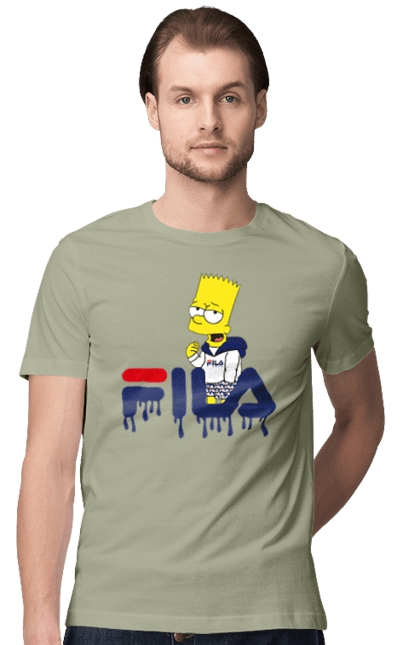 Men's t-shirt with prints Bart FILA. Bart, cartoon, character, simpson, simpsons, sport, sportswear. 2070702