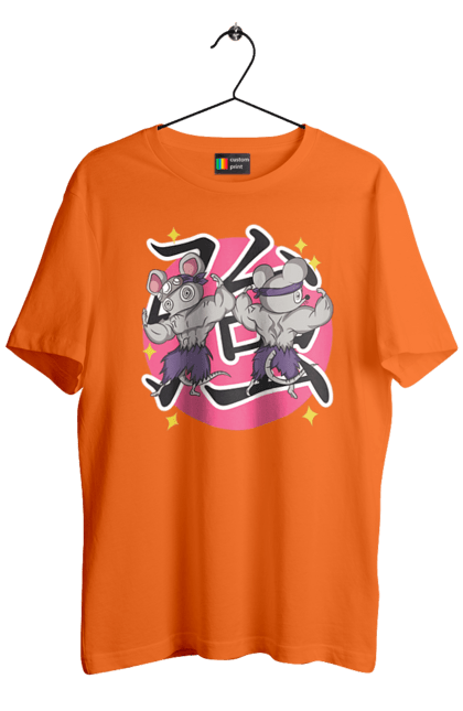 Men's t-shirt with prints Demon Slayer Uzui Tengen's mice. Anime, demon slayer, kimetsu no yaiba, manga, mice, serial, tengen, tengen uzui, uzui. 2070702