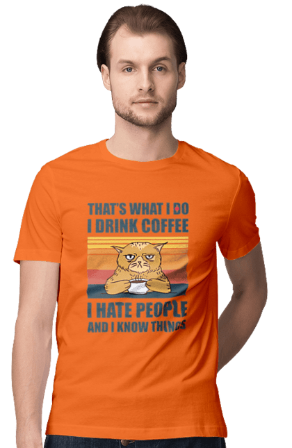 Футболка чоловіча з принтом "Невдоволений кіт". Angular, c, css, html, it, javascript, jquery, php, python, react, svelt, vue, айтишник, айті, гумор, код, кодувати, прогер, програміст, програмісти, ти ж, ти ж програміст, тиж програміст. 2070702