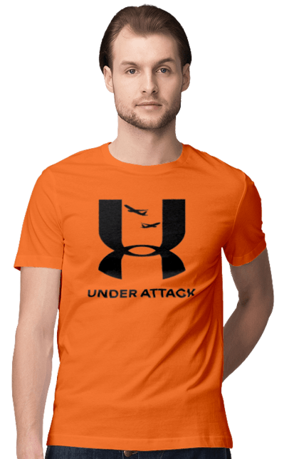 Футболка чоловіча з принтом "Under Attack black". Андер армор, бренди, гумор, приколи, прикольні, ундер армор. 2070702