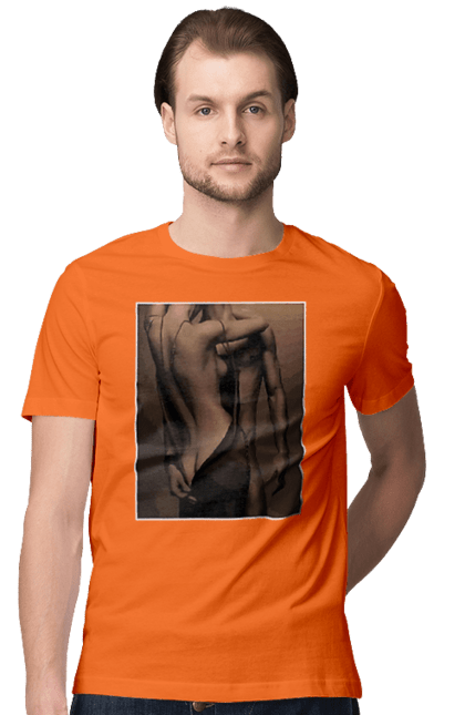 Футболка чоловіча з принтом "Інтрига". Взаємність, захоплення, інтрига, любов, неможливо встояти, секс, чоловік і жінка. 2070702