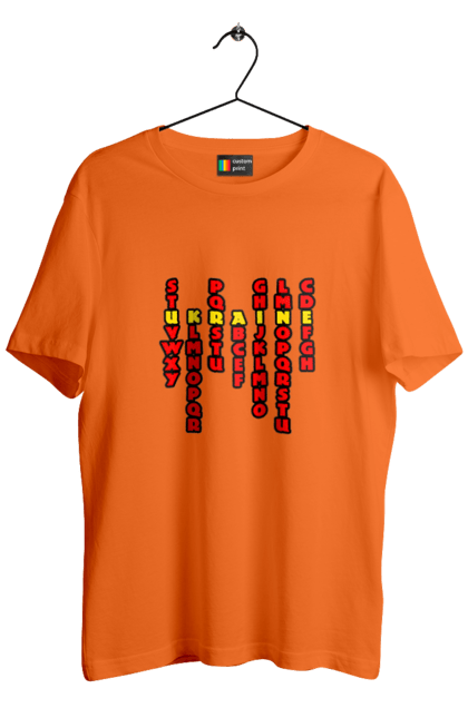 Футболка чоловіча з принтом "Україна". Абетка, авторський принт, латиниця, літери, напис, текст, україна. 2070702