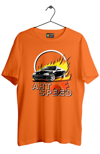 Футболка чоловіча з принтом "Автомобіль у вогні". Авто, автомобіль у вогні, гонка, дрейф, спорт, спортивна машина, швидкість. 2070702