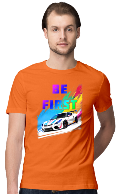 Футболка чоловіча з принтом "Гонка". Автомобільний, гонка, спортивна машина, спортивний автомобіль. 2070702