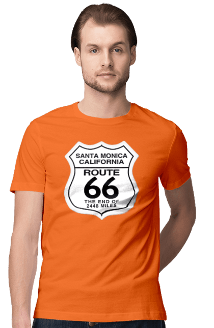 Футболка чоловіча з принтом "Route 66". Байк, байкер, байкер клуб, брат, брати, брутал, гарячий асфальт, гарячий кінь, гарячий стрижень, дорога 50, дорога 66, дорога 80, дороги америки, дороги україни, жага швидкості, клуб байкерів, мотоцикл, мотоцикліст, справжній чоловік, чувак, швидкість. 2070702