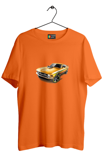 Футболка чоловіча з принтом "Форд мустанг". Американська легенда, жовтий мустанг, культове авто, мустанг, потужне авто, форд мустанг, шелбі. 2070702
