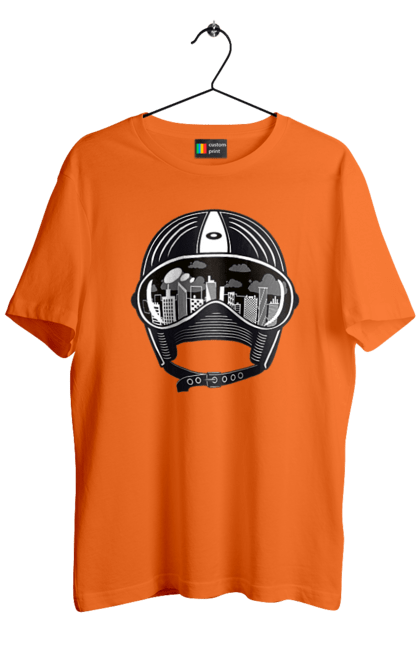 Футболка чоловіча з принтом "Шолом І Місто". Місто, швидкість, шолом. 2070702