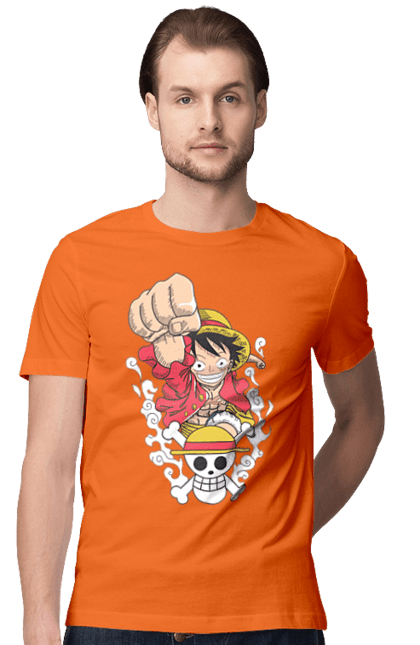 Men's t-shirt with prints One Piece Luffy. Anime, luffy, manga, monkey de luffy, one piece, pirates. 2070702