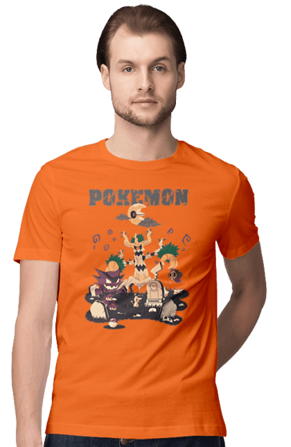 Men's t-shirt with prints Pokemon. Anime, fushigibana, games, gengar, nintendo, pokemon, pokemon go. 2070702