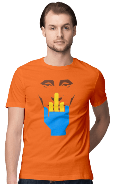 Футболка чоловіча з принтом "Путін Хуйло". Все, голова путіна, доброго вечора, йди нахуй, мертвий москаль, москалі, орки, путін хуйло, російський військовий, середній палець. 2070702