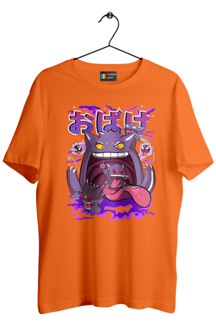 Men`s t-shirt with prints Pokemon Gengar. Anime, fushigibana, games, gengar, nintendo, pokemon, pokemon go. 2070702