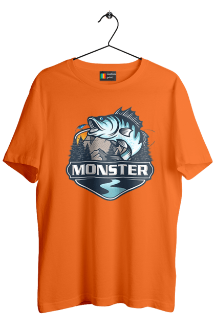 Футболка чоловіча з принтом "Рибалка". Монстер, рибак, рибалка, хоббі. 2070702