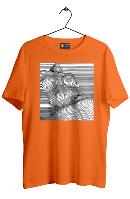 Футболка чоловіча з принтом "Дівчина В Смужку". Гола, сиськи. 2070702