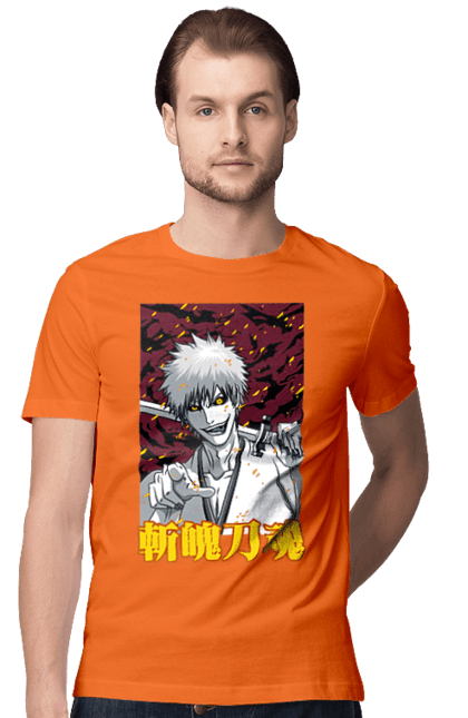 Men's t-shirt with prints Bleach Ichigo Kurosaki. Anime, bleach, ichigo, ichigo kurosaki, manga. 2070702