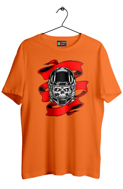 Men`s t-shirt with prints Skull in a motorcycle helmet. Helmet, moto, skull, tape. 2070702