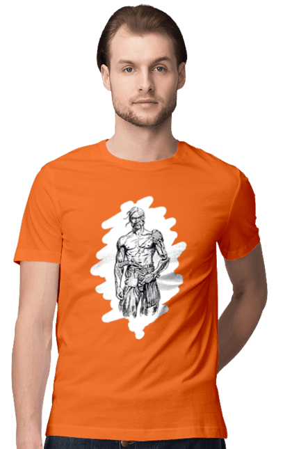 Men`s t-shirt with prints Cyborgs of ukraine. Cossack, cyborg, forelock, patriot, pistol, ukrainian, vusa, zbroya. 2070702