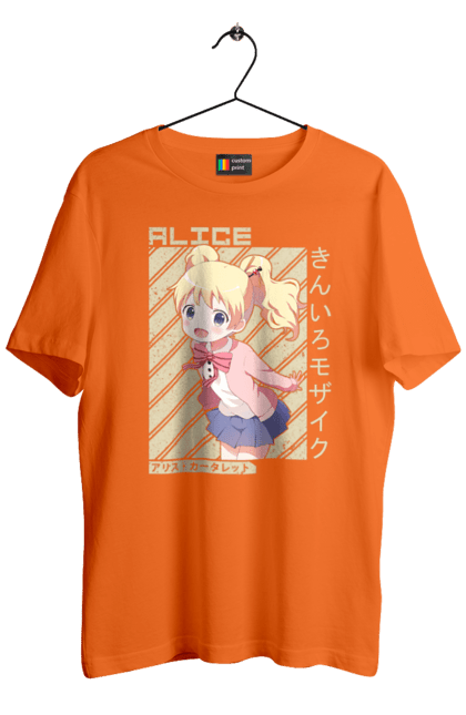 Men's t-shirt with prints Kiniro Mosaic Alice Cartelet. Alice, alice cartelet, anime, gold mosaic, kiniro mosaic, kinmoza, manga. 2070702