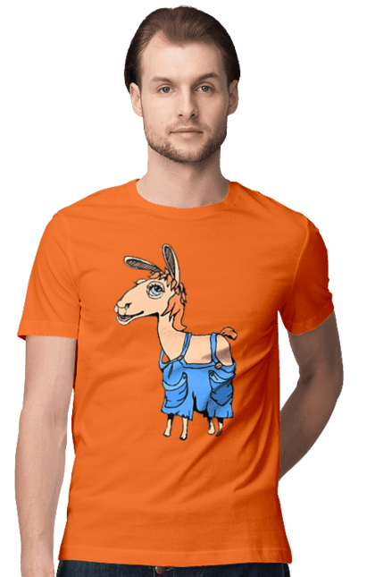 Футболка чоловіча з принтом "Лама В Комбінезоні". Комбінезон, лама. 2070702