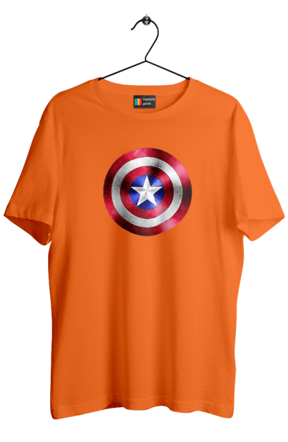 Футболка чоловіча з принтом "Щит". Капітан америка, комікси, марвел, месники, мультики, супергерої. 2070702