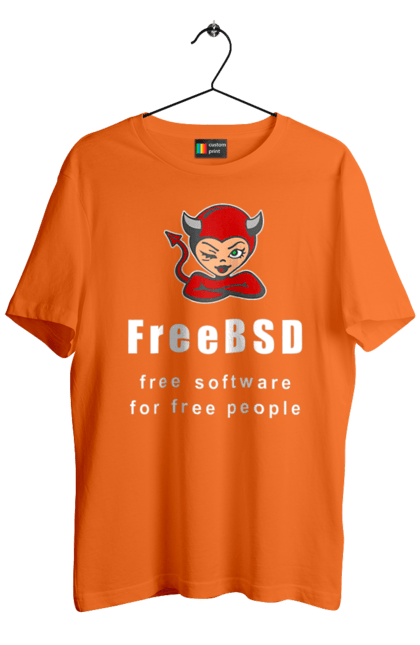 Футболка чоловіча з принтом "Freebsd Для Вільних". Bsd, freebsd, unix, адміністратор, айті, айтішник, безкоштовна, безкоштовно, бестія, білий, вільна, демон, демонесса, доступність, незалежність, операційна система, ос, програміст, програмне забезпечення, свобода, сисадмін, система, системний адміністратор, софт, текст, червоний. 2070702