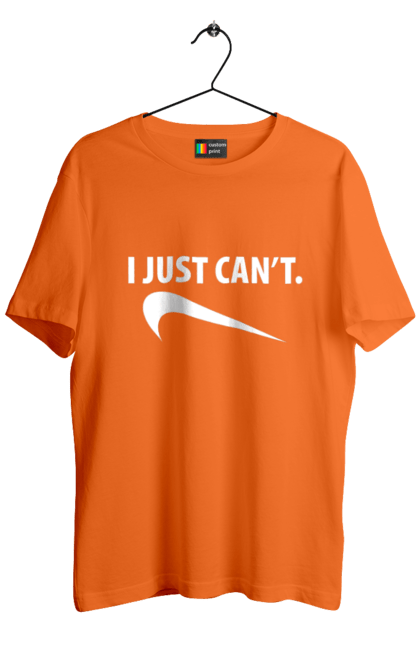 Men's t-shirt with prints I just can't. Demotivator, i can`t, motivation, nike, phrase, sport. 2070702